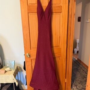 Elegant Burgundy Evening Gown